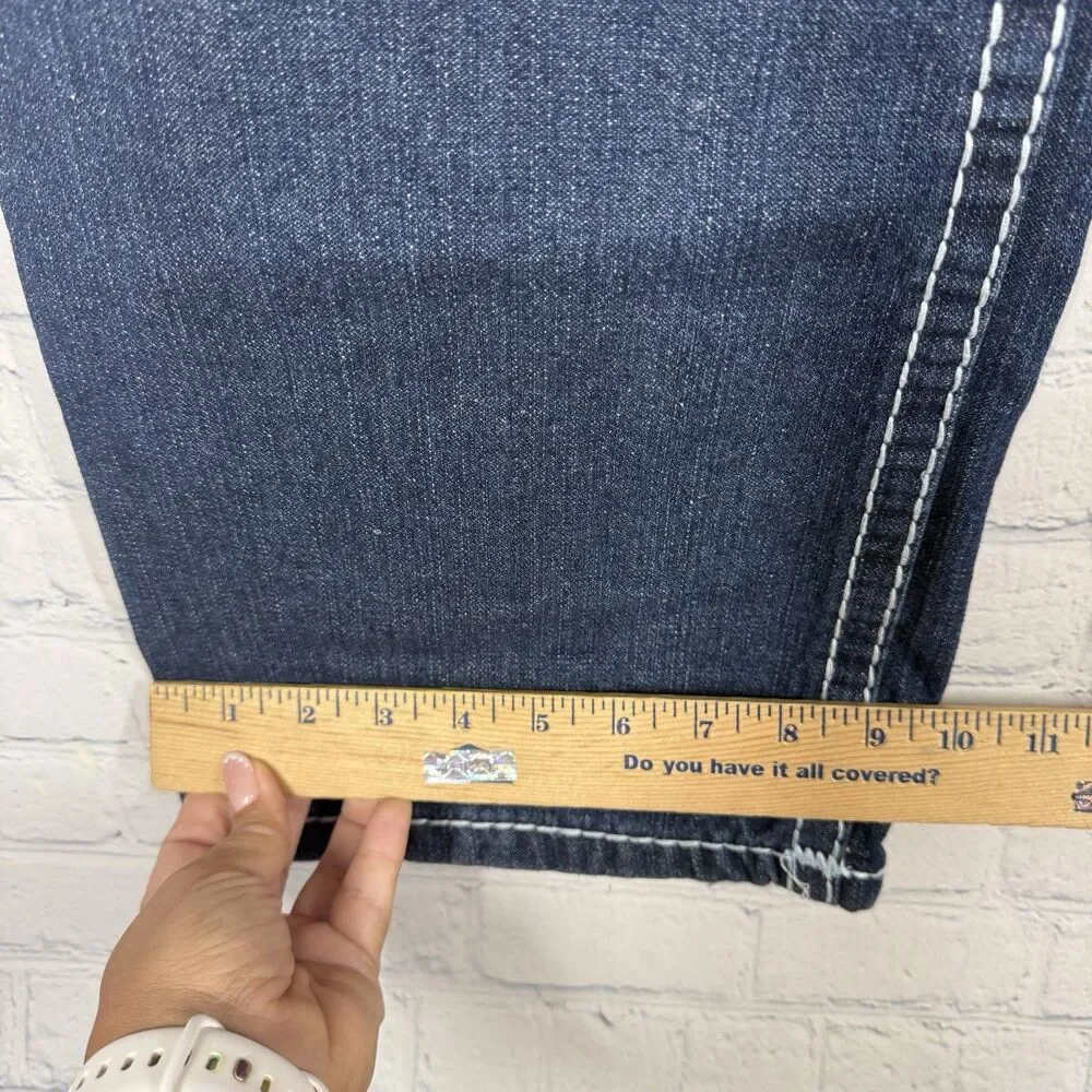 True Religion Johnny Super T Row Seat Jeans Men 38x34 Dark Wash Straight Denim